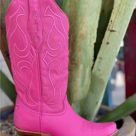 Z5138 Corral Hot Pink Embroidered Snip Toe Western Boot Size 9 New In Box - Picture 2 of 11